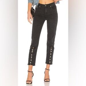 Paige Julia High-rise Pearl Jeans In Black 29 Cropped Straight